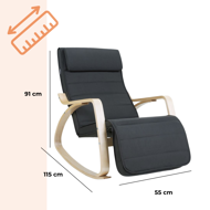 Schaukelstuhl, Liege SWING, Belastbarkeit 150 kg, 67x115x91 cm, anthrazit