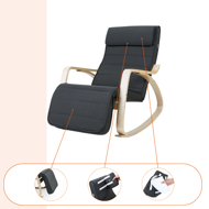 Schaukelstuhl, Liege SWING, Belastbarkeit 150 kg, 67x115x91 cm, anthrazit