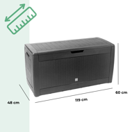 Aufbewahrungsbox RATO, 310L, 119x48x60cm, anthrazit
