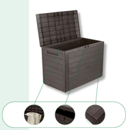 Aufbewahrungsbox WOODEBOX, 190l, 78x44x55cm, dunkelbraun