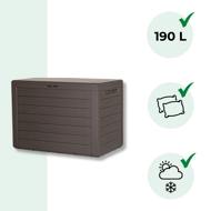 Aufbewahrungsbox WOODEBOX, 190l, 78x44x55cm, dunkelbraun