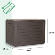 Aufbewahrungsbox WOODEBOX, 190l, 78x44x55cm, dunkelbraun