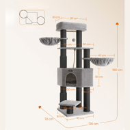 Katzenbaum ONYX, 50x50x160cm, grau/schwarz