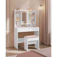 Gepolsterter Hocker/Stuhl VELVET für Schminktisch, 45×45×28,6 cm, weiß/rosa