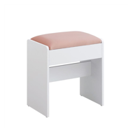 Gepolsterter Hocker/Stuhl VELVET für Schminktisch, 45×45×28,6 cm, weiß/rosa
