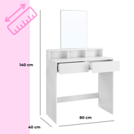 Schminktisch VANESA, 80x40x140 cm, weiß