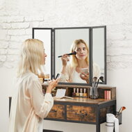 Schminktisch mit Hocker aus Kunstleder PIERRE