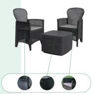 Záhradný set TREE, 3-dielny, antracitová