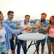 Kunststoff-Party-Tisch LYDA, Ø 80x110 cm, weiß