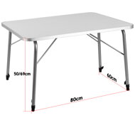 Campingklapptisch FOKA, 80x60x50/69 cm, weiß