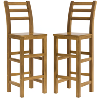 Barhocker OSLO mit Rückenlehne, 2 Stück, 40x36x110 cm, naturbraun