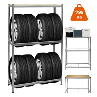 Reifenregal TYRE, 120x40x180 cm, max. 795 kg, Stahl/hellbraun