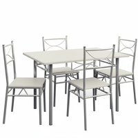 Essgruppe PAUL, 5-teilig, samtweiß