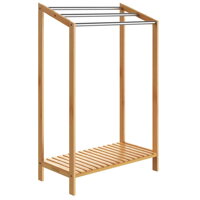 Bambus-Handtuchständer RUBBY mit Metallstangen und Ablage, 51x31x85 cm, braun/silber