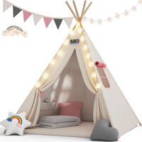 Kinder-Tipi-Zelt JULIA, 120x120x160cm, beige/rosa