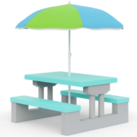 Kindersitzgruppe mit Sonnenschirm JASMIN, 67x78,5x42,5cm, grau/mint