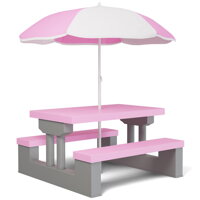 Kindersitzgruppe mit Sonnenschirm JASMIN, 67x78,5x42,5cm, rosa/grau
