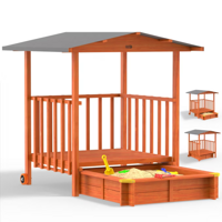 Sandkasten mit Veranda MERLE, 130x130x143cm, braun/grau
