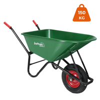Schubkarre GREG mit Kunststoffwanne, max. Kapazität 100 l/150 kg, grün/schwarz
