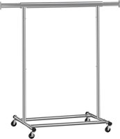Kleiderständer INEZ auf Rollen, max. 90 kg, 83,5x45x160 cm, silber