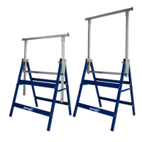 Teleskopische Gerüstböcke DANNY, 2er-Set, max. 200 kg, 60x56x81-130 cm, silber/blau