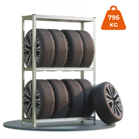 Reifenregal TYRE, 120x40x180 cm, max. 795 kg, Stahl/hellbraun