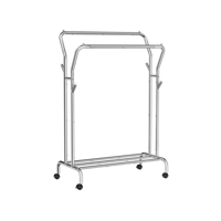 Kleiderständer MATILDA auf Rollen, max. 100 kg, 155x103x52 cm, Silber