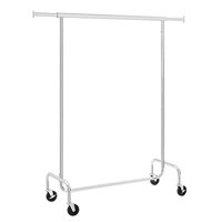Kleiderständer IRENE auf Rollen, max. 130 kg, 150x45x160 cm, silber