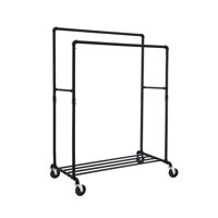 Doppelter Kleiderständer RARE, Wasserrohre, 100x59x162 cm, schwarz