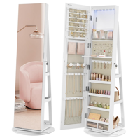 Standspiegel mit Schmuckaufbewahrung CHANTAL, 54,5×54,5×162 cm, weiß