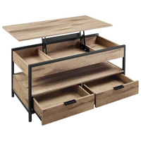 Höhenverstellbarer Couchtisch GASPAR, 50x100x(48-63) cm, camelbraun/schwarz