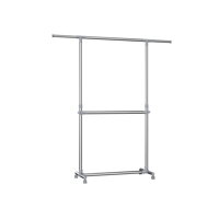Kleiderständer zweistufig JASON, 93x49x113-198 cm, silber