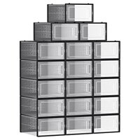 Schuh-Organizer MARI, 18 Fächer, schwarz/transparent