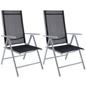 Gartenstuhl MARBELLA, 2er-Set, klappbar, schwarz/silber