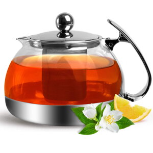 Teekanne mit Sieb TEA 1,2 l, transparent, silber