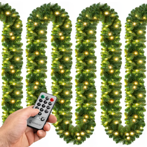 Weihnachtsgirlande ANDREA mit Beleuchtung und Fernbedienung, 5 m, grün