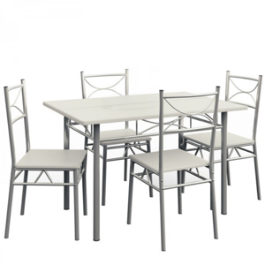 Essgruppe PAUL, 5-teilig, samtweiß
