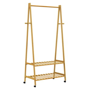 Bambus-Kleiderständer KELLY auf Rollen, 69,5x43x152 cm, braun
