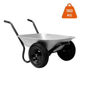 Schubkarre DAMO verzinkt, max. Kapazität 100 l/150 kg, 2 Reifen, silber/schwarz