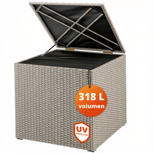 Polyrattan-Aufbewahrungsbox RICCO, 318L, 75x75x70cm, creme
