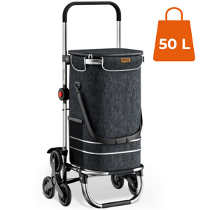 Einkaufstrolley COMFORT für Treppen, 50 l, schwarz