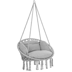 Hängesessel BOHO mit Kissen, Ø 61 cm, hellgrau
