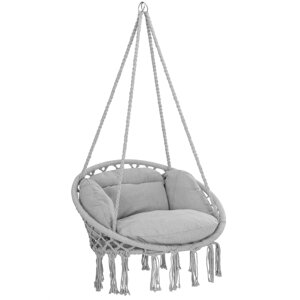 Hängesessel BOHO mit Kissen, Ø 61 cm, hellgrau