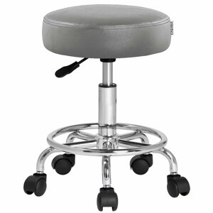 Hocker auf Rollen OXANA mit Fußstütze, Ø35 cm, grau