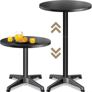 Höhenverstellbarer Aluminium Stehtisch NERO Ø60cm, schwarz