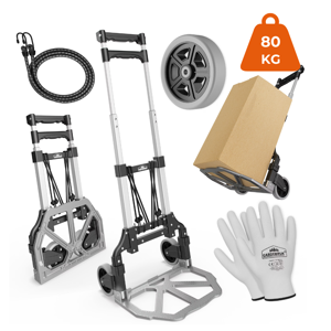 Höhenverstellbare Sackkarre TROY, max. 80kg, silber/schwarz