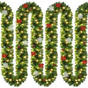 Weihnachtsgirlande ANDREA mit Beleuchtung, dekoriert, 5 m, grün