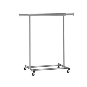 Kleiderständer INEZ auf Rollen, max. 90 kg, 83,5x45x160 cm, silber