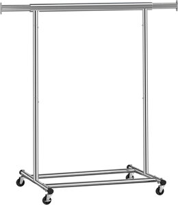 Kleiderständer INEZ auf Rollen, max. 90 kg, 83,5x45x160 cm, silber