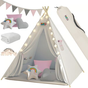 Kinder-Tipi-Zelt JULIA, 120x120x160cm, beige/rosa